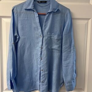 Zara womens Light Blue Casual Shirt